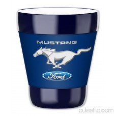 Mugzie 12-Ounce Low Ball Tumbler Drink Cup with Removable Insulated Wetsuit Cover - Ford Mustang - White Pony (blue)